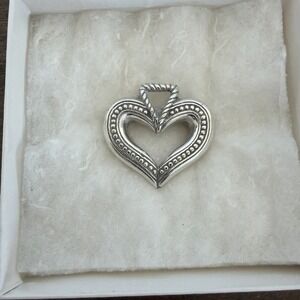 Vintage Sterling Silver Open Heart Pendant 1998 B&C Large Love Charm